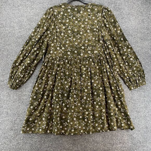 Old Navy Dress‎ Womens XL Green Floral V-Neck Boho Cottagecore Peasant Western - Picture 5 of 10